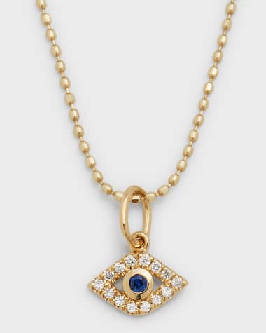 Sydney Evan 14k Gold Tiny Evil Eye Charm Necklace