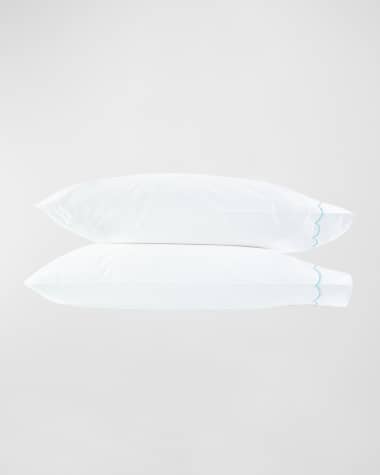 Matouk Two Scallops Embroidered 350 Thread Count Pillowcases, STANDARD CASE