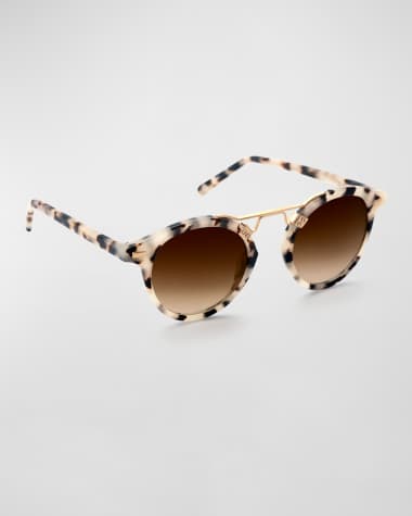 KREWE St. Louis Round Gradient Sunglasses, Rose/White Tortoise
