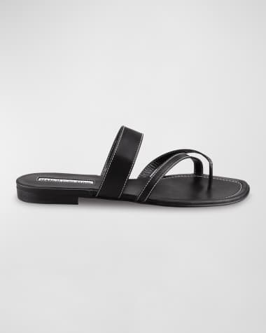 Manolo Blahnik Susa Flat Leather Sandals