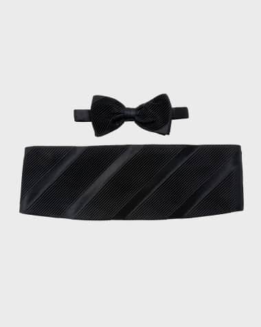 Stefano Ricci Diagonally-Pleated Cummerbund Bow Tie Set