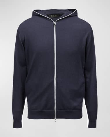 Loro Piana Cashmere-Cotton Zip-Front Hoodie