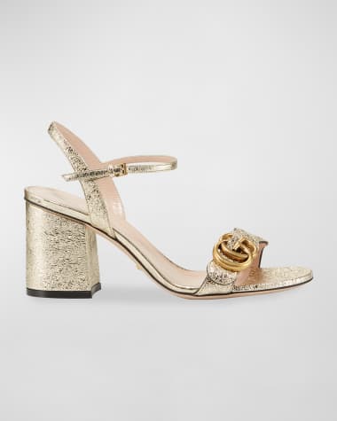 Gucci 75mm Mabel Raffia Slide Sandals