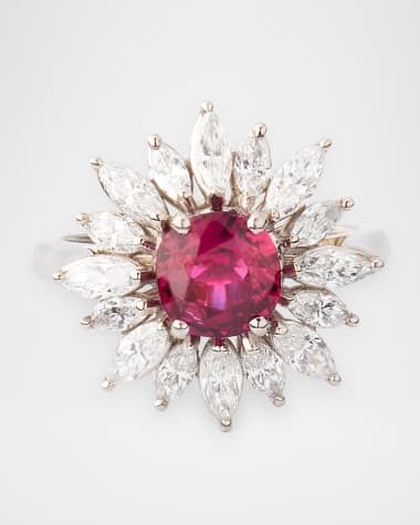 NM Estate Estate Albert Pujol Platinum Ruby and Diamond Ring, Size 6
