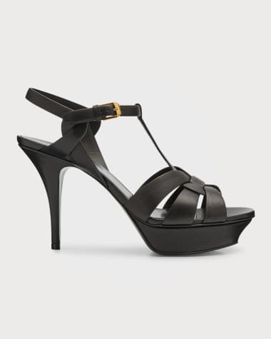 Saint Laurent Tribute Patent Sandals, 4" Heel