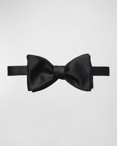 Eton Black Silk Satin Self Tied Bow Tie