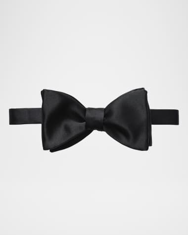 Eton Black Silk Satin Ready-Tied Bow Tie