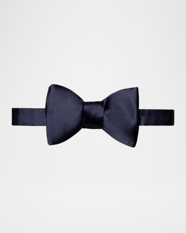 Eton Black Silk Satin Ready-Tied Bow Tie