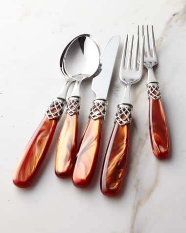 Neiman Marcus French Shine 20-Piece Flatware Service, Dark Amber