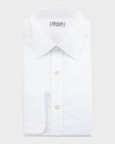 Charvet Poplin Barrel-Cuff Dress Shirt, White