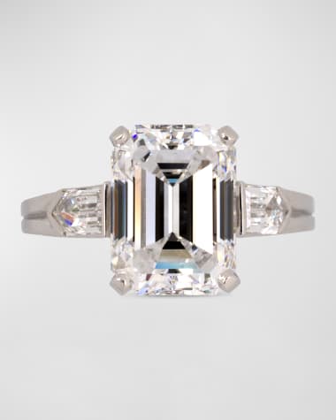 NM Estate Estate Platinum Emerald Cut Diamond Ring, Size 6