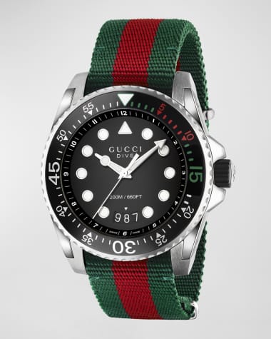 Gucci 45mm Gucci Dive Watch w/ Nylon Web Strap