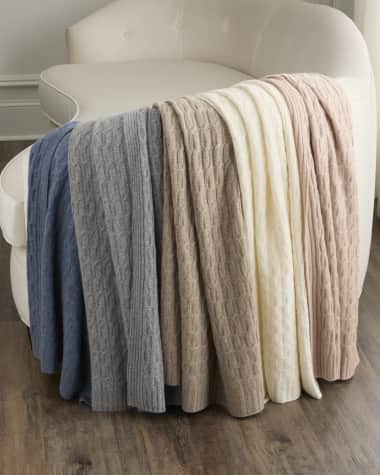 Sofia Cashmere Seed-Stitch Cable Throw