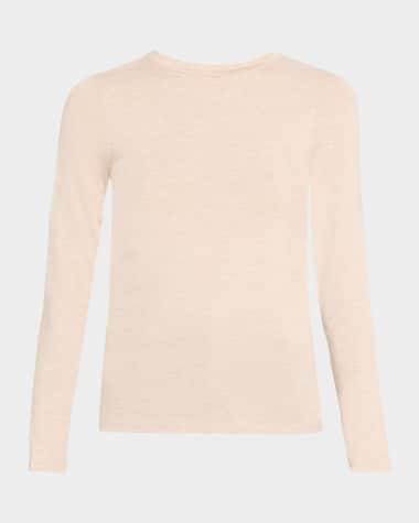 Majestic Filatures Soft Touch Flat-Edge Long-Sleeve Crewneck Top