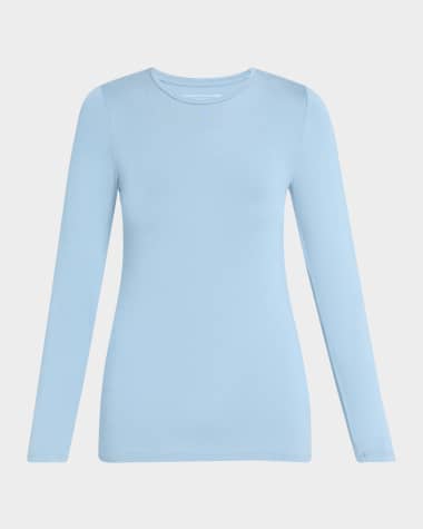 Majestic Filatures Soft Touch Flat-Edge Long-Sleeve Crewneck Top