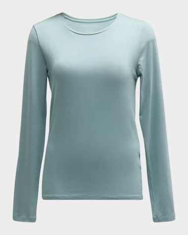 Majestic Filatures Soft Touch Flat-Edge Long-Sleeve Crewneck Top