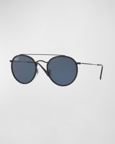 Ray-Ban Monochromatic Round Metal Sunglasses, 51MM