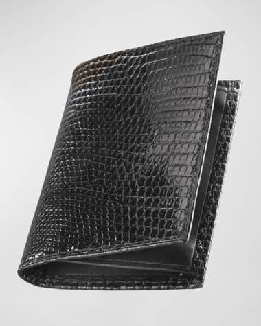 Neiman Marcus Lizard Business Card Case, Black
