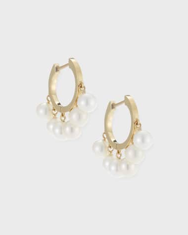 Sydney Evan Pearl Tassel Huggie Hoop Earrings