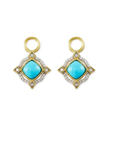 Jude Frances Lisse 18K Delicate Cushion Turquoise Earring Charms with Diamonds
