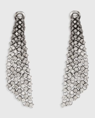 Staurino Couture 18k White Gold Diamond Mesh Drop Earrings