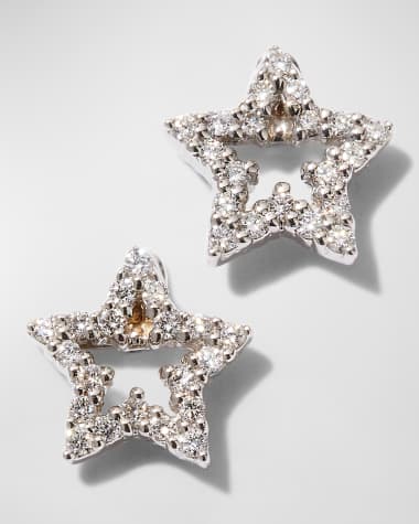 Roberto Coin Diamond Star Stud Earrings in 18K White Gold