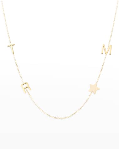 Maya Brenner Designs Personalized Mini Three-Letter & Star Pendant Necklace