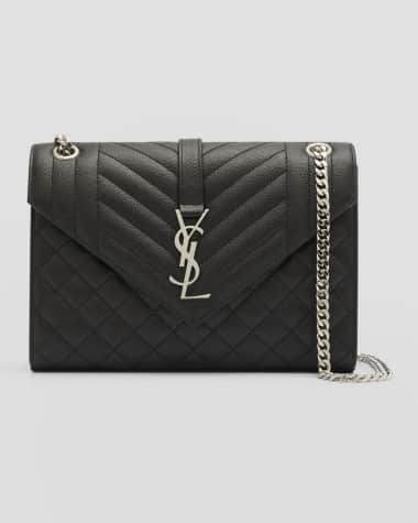 Saint Laurent Envelope Triquilt Medium YSL Shoulder Bag in Grained Leather