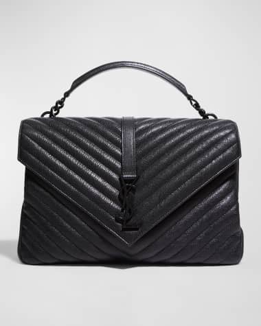 Saint Laurent College Large Flap YSL Shoulder Bag in Quilted Leather