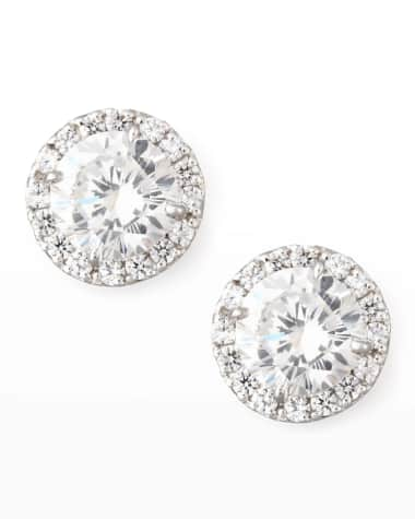 Fantasia by DeSerio Sterling Silver 1.5ct Pave Stud Earrings