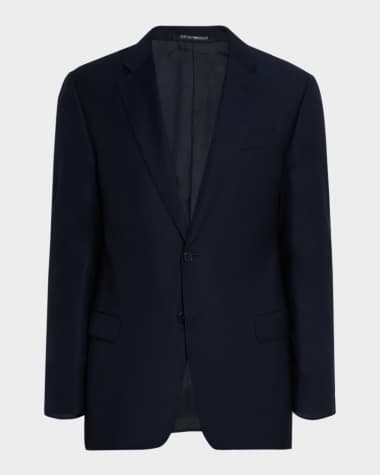 Emporio Armani Two-Button Wool Blazer, Navy