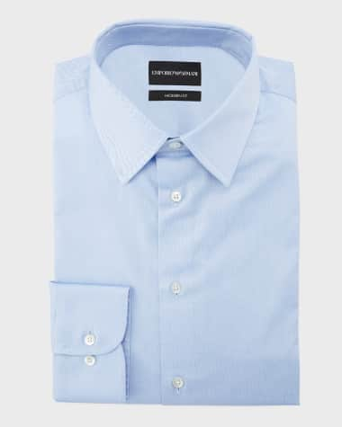 Emporio Armani Men's Modern-Fit Cotton-Stretch Dress Shirt, Blue