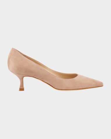Manolo Blahnik Srila Suede Low-Heel Pump