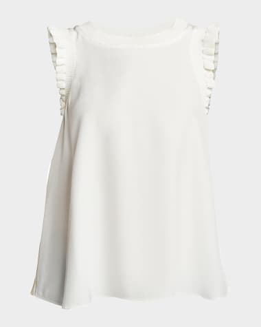 Cinq a Sept Tous Les Jours Lenore Crewneck Sleeveless Silk Top