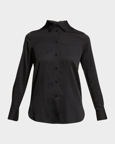Vince Slim-Fit Long-Sleeve Stretch-Silk Blouse