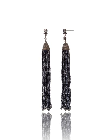 M.C.L. by Matthew Campbell Laurenza White Topaz & Spinel Tassel Drop Earrings