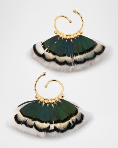 Gas Bijoux Buzios Mini Feather Fan Hoop Earrings