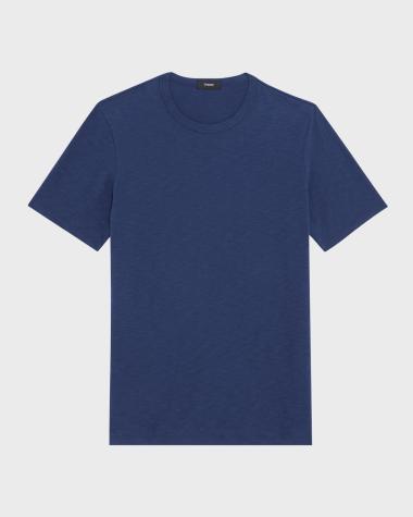 Theory Men's Essential Tee - Lightweight Organic Cotton T-Shirt With Subtle Stripes, Casual Short Sleeve Top