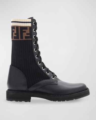 Fendi Leather Combat Boot with FF Cuff