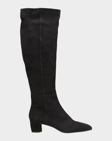 Gianvito Rossi Low-Heel Suede Knee Boots