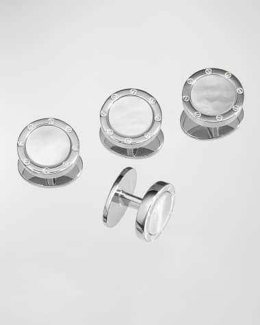 Jan Leslie Men's Round Mother-of-Pearl Screw Shirt Studs