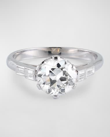NM Estate Estate Art Deco Platinum European Diamond Ring, Size 6.25
