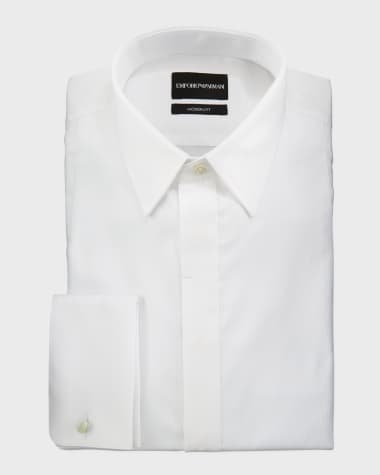 Emporio Armani Men's Modern Fit Basic Tuxedo Shirt with French Cuffs