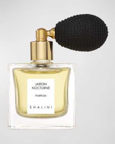 Shalini Parfum Jardin Nocturne Cubique Glass Bottle with Black Bulb Atomizer, 1.7 oz./ 50 mL