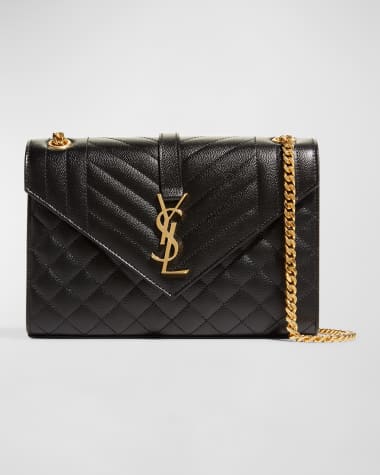 Saint Laurent Black Uptown Striped Pouch Black/Red/White in Canvas/Leather  with Gold-tone - US