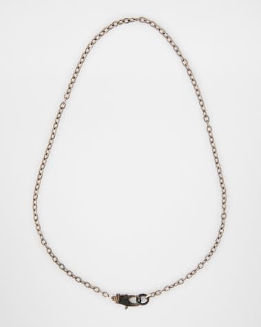 Margo Morrison Rhodium-Plated Sterling Silver Chain Necklace with Diamond Clasp, 18"