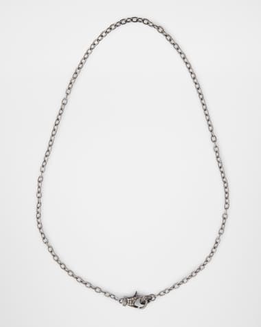 Margo Morrison Rhodium-Plated Sterling Silver Chain Necklace with Diamond Clasp, 18"