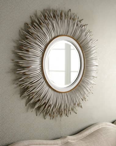 Neiman Marcus White "Porcupine Quill" Mirror