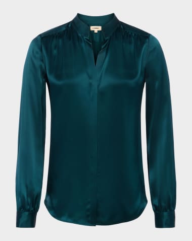 L'Agence Bianca Silk Charmeuse Button-Down Blouse