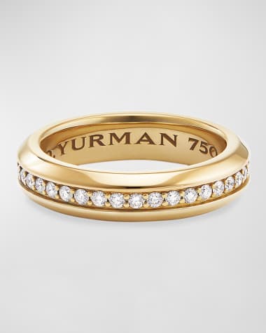 David Yurman Men's Streamline 18k Gold Band Ring with Diamonds